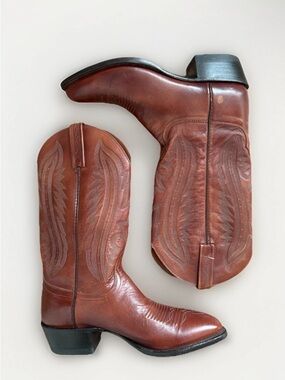 Lucchese T3013R4 Brown Leather Western Cowboy Boots USA Men’s 8.5